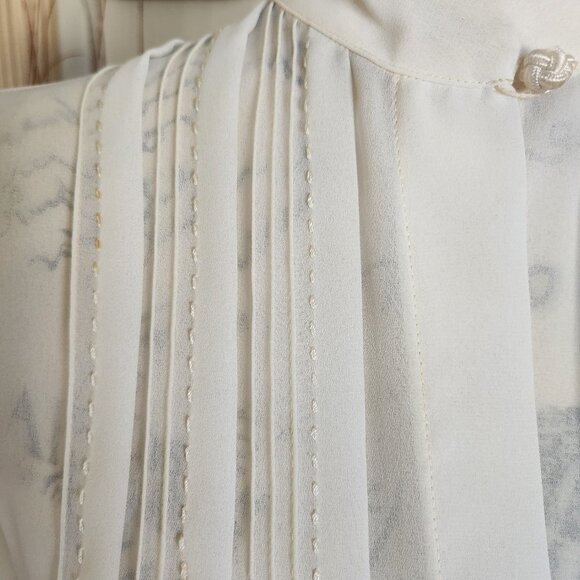 Alexandria Vintage Sheer Ivory Pleated Bouse Sz 8 - Picture 3 of 11